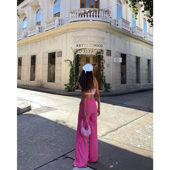 ZARA FLOWING WIDE-LEG TROUSERS Barbiecore Barbie Core - Picture 2 of 11